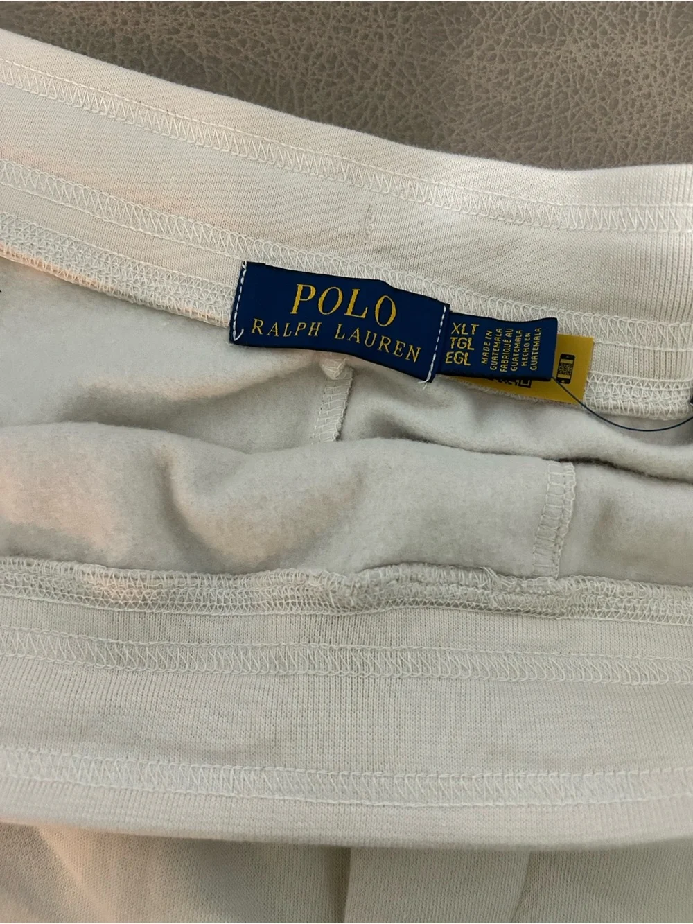 Polo by Ralph Lauren Cream Athletic Drawstring Shorts with Black Logo Panel